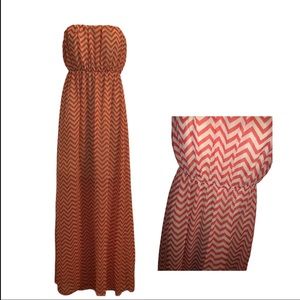 Creece Chevron Strapless Maxi Dress